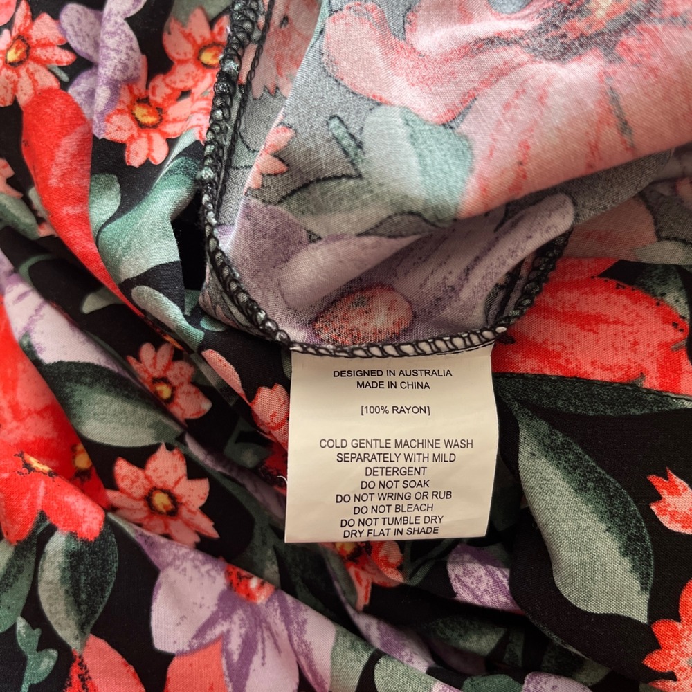 Abel the Label Womens Floral Tiered Maxi Skirt Black Red Purple Rayon Size S - Picture 4 of 8